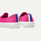 The Kids slip-on Sneaker in Bubblegum shown from the back view with the heel detail.