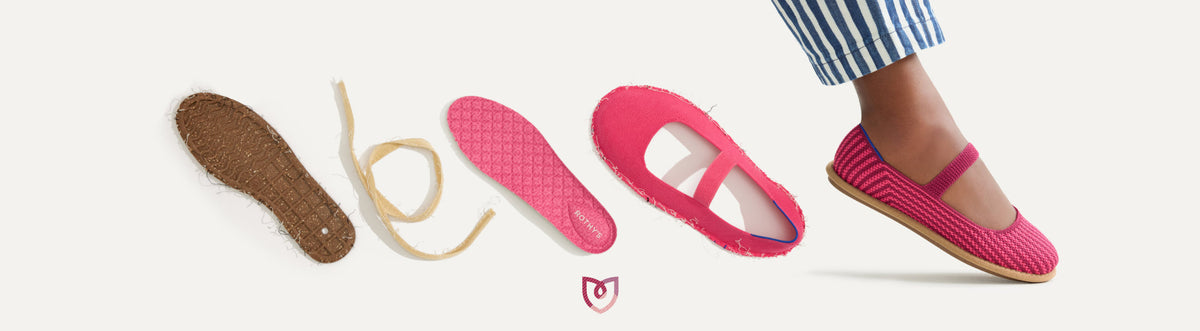 Image of a deconstructed Cruiser Mary Jane showcasing the sustainable composition of the shoe.