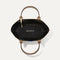 The Lightweight Tote in Black Portobello shown open from the top, with base insert visible. 