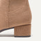 Close up of the block heel of The Classic Boot in Tobacco.
