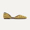 side | The D'Orsay Point in Daffodil Stripe shown from the side.