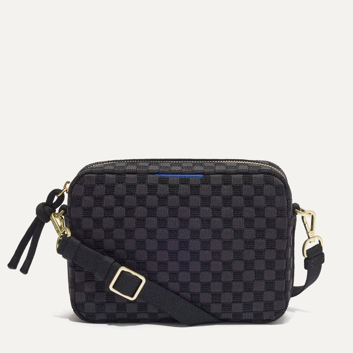 PDP |The Crossbody Camera Bag in  Black Sand, shown from the front. 