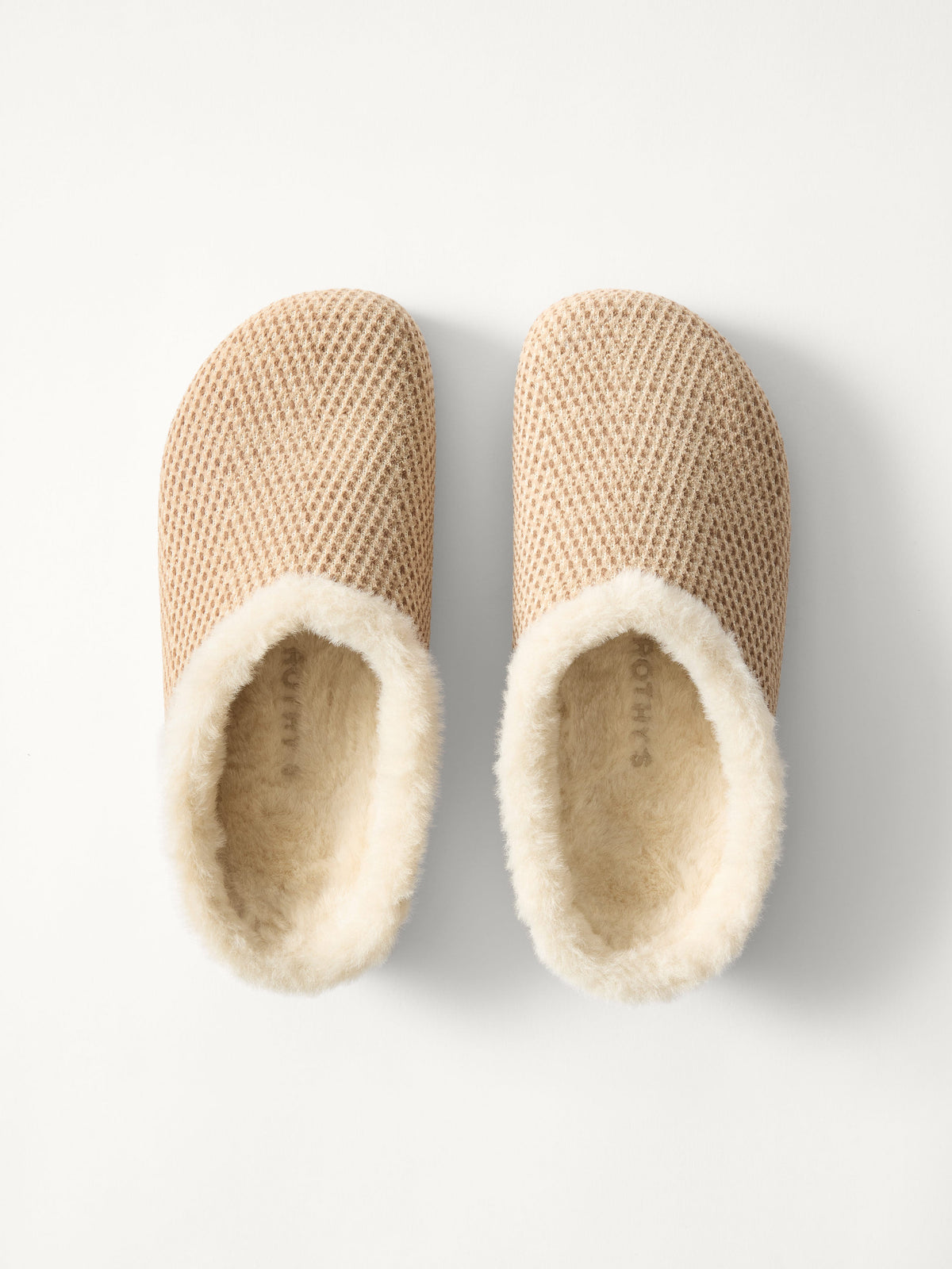 PLP | The Après Clog in ReVelvet Cream Herringbone shown from the top.