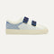 side | The Kids Strap Sneaker in Blue Raspberry shown from the side. 