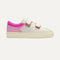 side | The Kids Strap Sneaker in Pink Taffy shown from the side. 