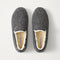 The Teddy Men's Slipper in Newsprint shown from the top. 