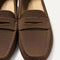 Close up of the toe and vamp of The Men's Driver in Dark Roast. 