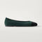 side | The Almond Ballet in ReVelvet Evergreen Captoe shown from the side. 