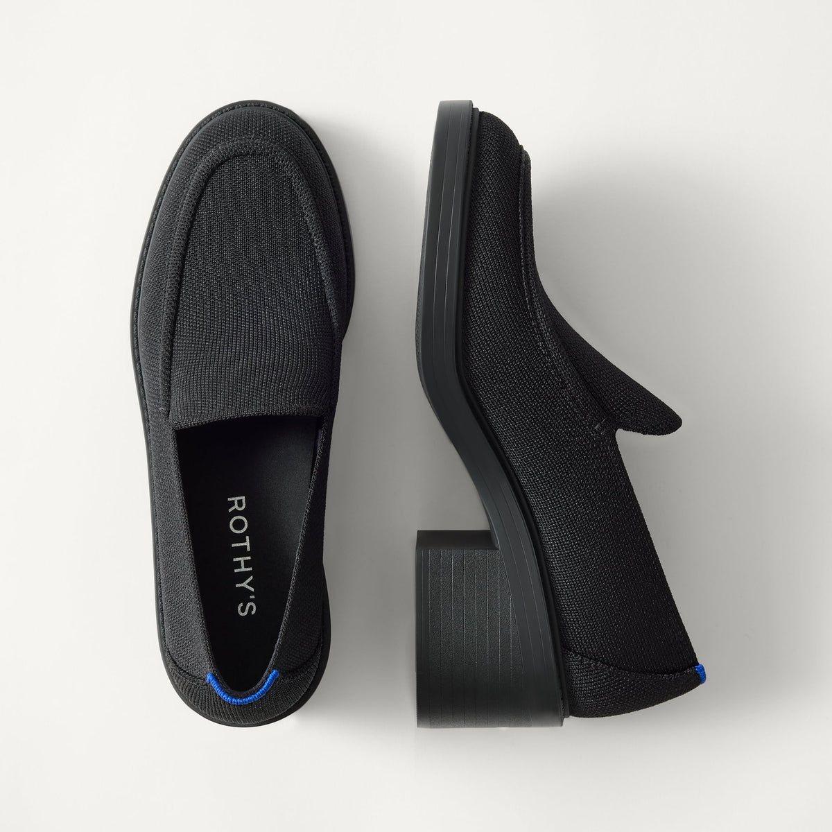 PDP | The Block Heel Loafer in Black shown from the top.