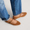 hover | Model wearing The Almond Mary Jane in ReVelvet Caramel. 