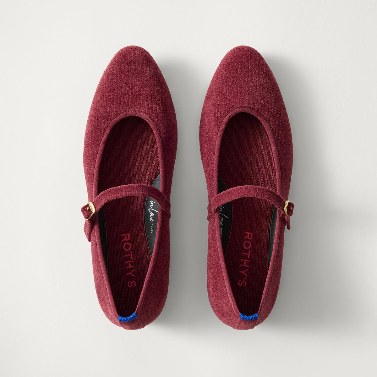 PDP | The Almond Mary Jane in ReVelvet Cabernet shown from the top.