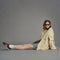 model | Alternate view of a model wearing The Ivy Sneaker in ReVelvet Syrah. 