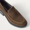 macro | Close up of the toe and vamp on The Block Heel Loafer in ReVelvet Dark Herringbone.