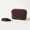 The Crossbody Camera Bag in ReVelvet™ Umber Check shown by itself with removable strap. 